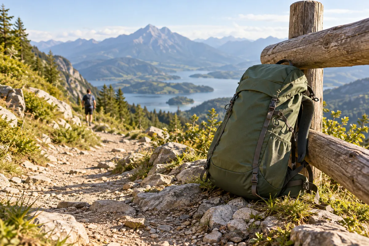 Rucksack am Wanderweg