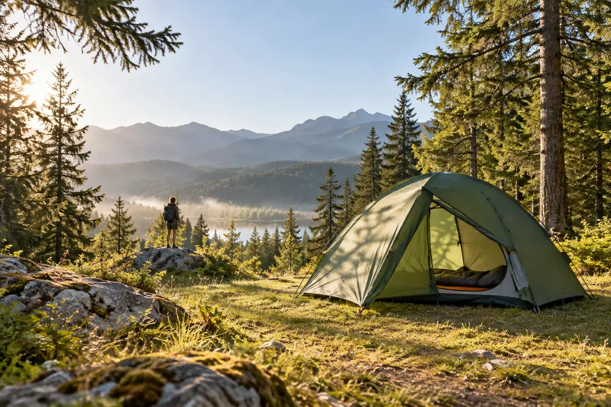 Zelt auf einer Waldlichtung